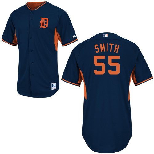 Chad Smith #55 MLB Jersey-Detroit Tigers Men's Authentic 2014 Navy Road Cool Base BP Baseball Jersey